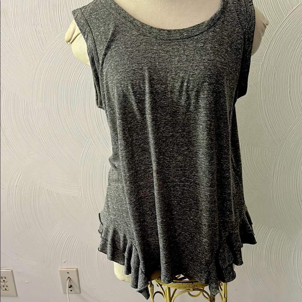 Current Elliot GREY ruffle edge Tank top Sz 3 (L)